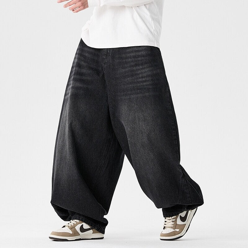 Herren nan extraweite Baggy-Jeans mit tiefem Schritt, relaxed Low-Crotch Schnitt und weitem Saum R&B