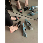 Damen Slingback Mules mit elegantem Riemen und funkelnden Akzenten R&B