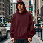 Herren nan oversized Kapuzenpullover mit Kängurutasche, Raglanärmeln und gerippten Bündchen R&B