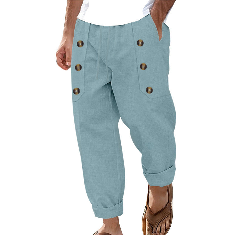 Herren lässige Cargo-Hose mit praktischen Knopfdetails und elastischem Bund R&B