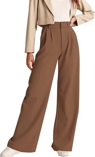Damen weite High-Waist Hose mit Falten- und Bunddetails R&B