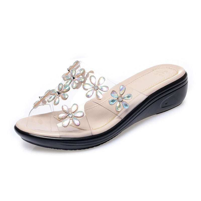 Damen modische Sandalen mit floralen Verzierungen und komfortablem Fußbett R&B