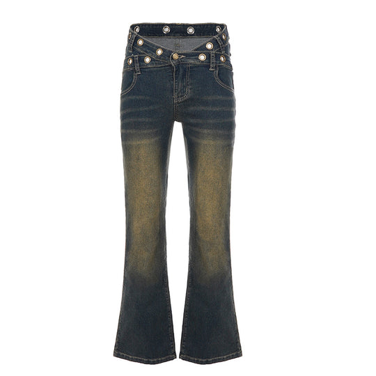 Damen Jeans mit weitem Schnitt und eleganten Gürtelschlaufen R&B