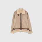 Damen lässige Shearlingjacke mit hochwertigem Obermaterial und komfortablem Innenfutter Hedi-Mode