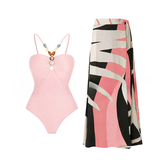 Damen Einteiliger Badeanzug mit modischen Schmuckdetails R&B