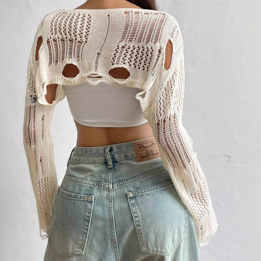 Damen Off-Shoulder Strickoberteil mit Cut-Out-Details und lässigem Schnitt R&B