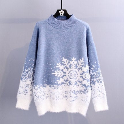 Damen Winterpullover mit festlichem Schneeflockendesign R&B