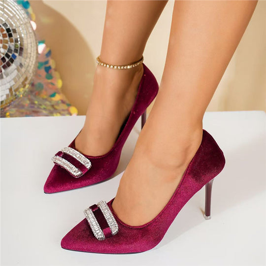 Damen elegante spitze Stiletto-Pumps mit funkelndem Schmuckdetail R&B