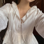 Damen Rüschensaum Bluse