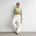 R&B | Crop Pullover Baumwollmischung Bequeme Passform Reißverschlusskragen Ballonärmel