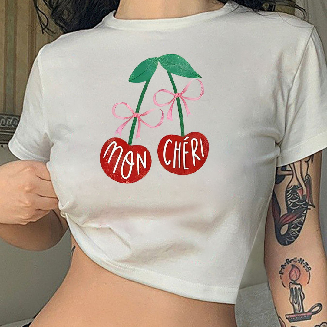 Damen Crop-T-Shirt mit witzigem Geburtstagsslogan und figurbetontem Schnitt R&B
