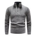 Herren komfortabler Strickpullover mit halbem Reißverschluss und feinem Muster