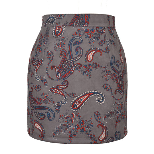 Damen Minirock mit Paisleymuster und hohem Schnitt R&B