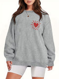 Damen Sweatshirt mit lässigem Herzmotiv und übergroßem Schnitt
