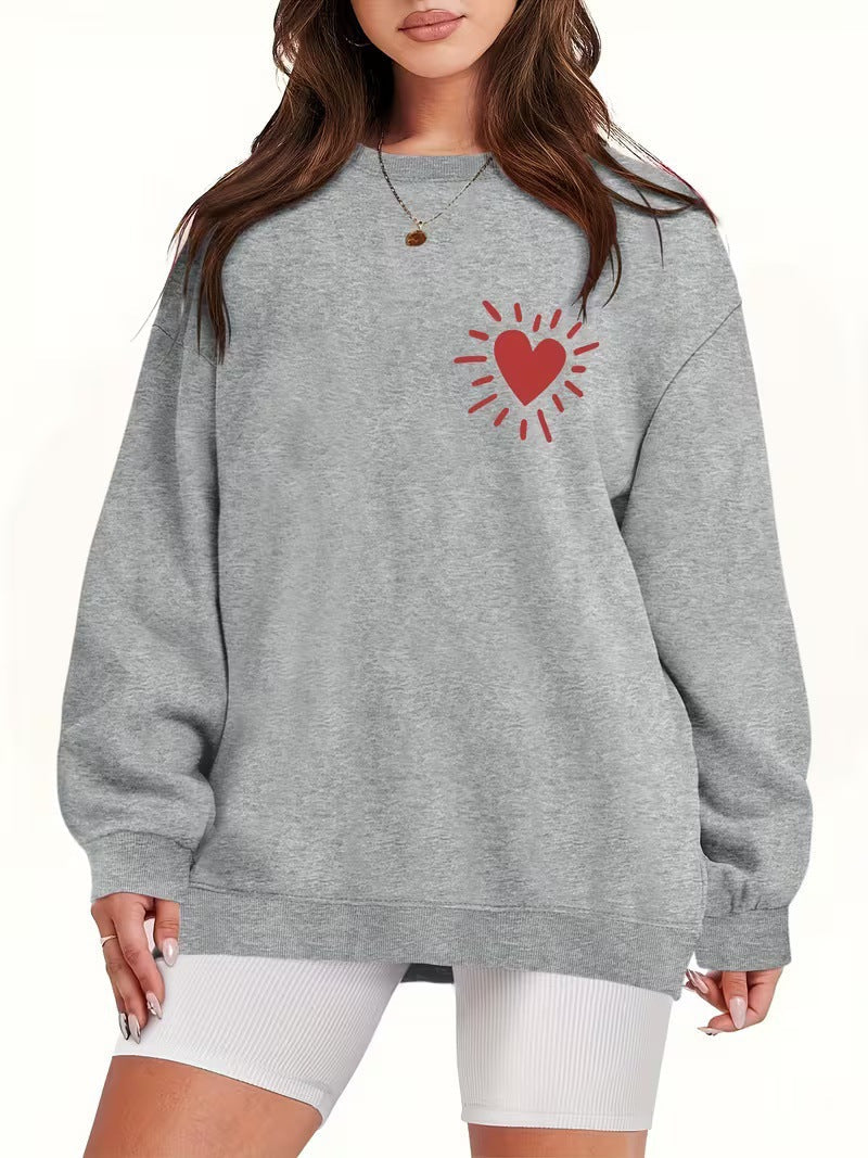 Damen Sweatshirt mit lässigem Herzmotiv und übergroßem Schnitt