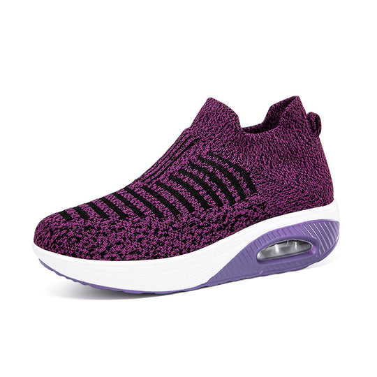Damen nan gestrickter Schlupf-Walking-Sneaker mit anatomischer Pronationsstütze, Luftpolster-Zwischensohle und sockenähnlichem Schaft R&B