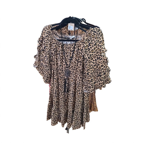 Damen Boho-Kleid mit Volantärmeln und elastischer Taillierung R&B