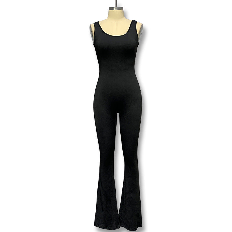 Damen Eleganter Jumpsuit mit figurbetonendem Schnitt und flared Beinen R&B