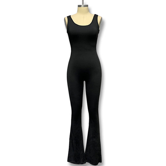 Damen Eleganter Jumpsuit mit figurbetonendem Schnitt und flared Beinen R&B