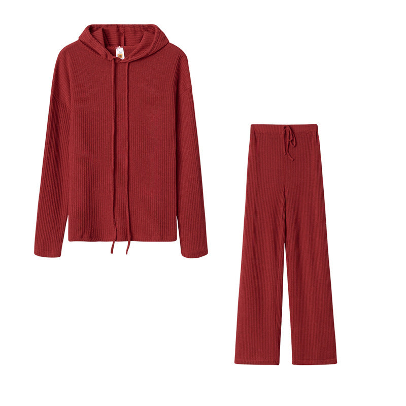 Damen Relaxed Fit Sweater-Set mit Kapuze und weiten Hosen R&B