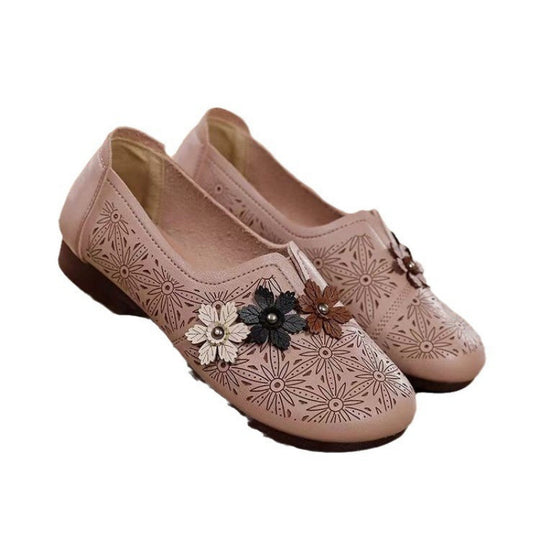 Damen Slip-On Ballerinas mit floralem Dekor und komfortablem Fußbett R&B