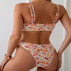Damen High-Waist Bikini Set mit modischen Rippdetails