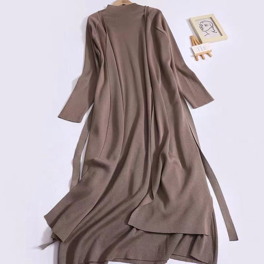 Damen eleganter Longmantel mit asymmetrischem Schnitt und hohem Kragen R&B