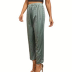 Damen weite Sommerhose mit feinen Lochmuster und elastischem Bund R&B