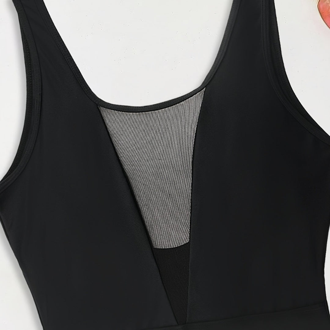 Damen Hochgeschlossener Monokini mit transparenten Mesh-Details R&B
