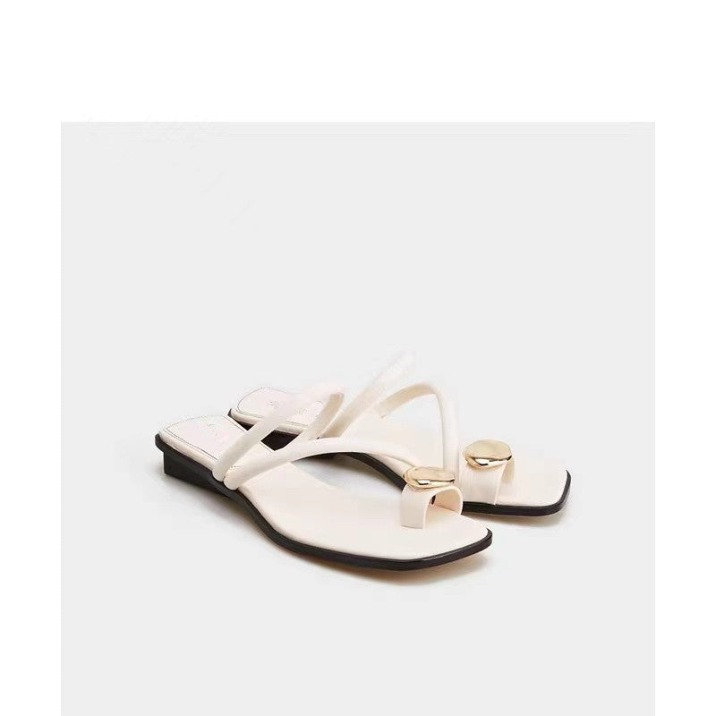 Damen Elegante Zehensteg-Sandalen mit geschmeidigem Riemendesign und luxuriösem Akzent R&B