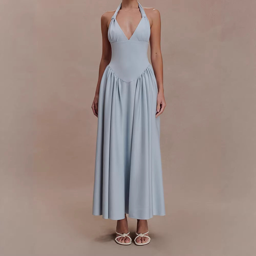 Damen Halter-Ausschnitt Maxikleid mit figurbetonter Silhouette R&B