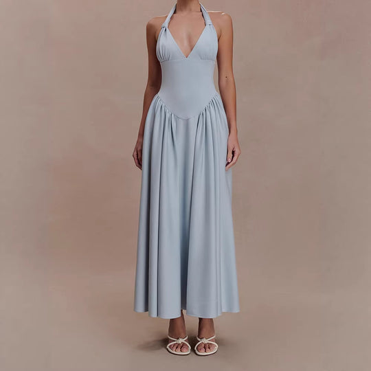 Damen Halter-Ausschnitt Maxikleid mit figurbetonter Silhouette R&B