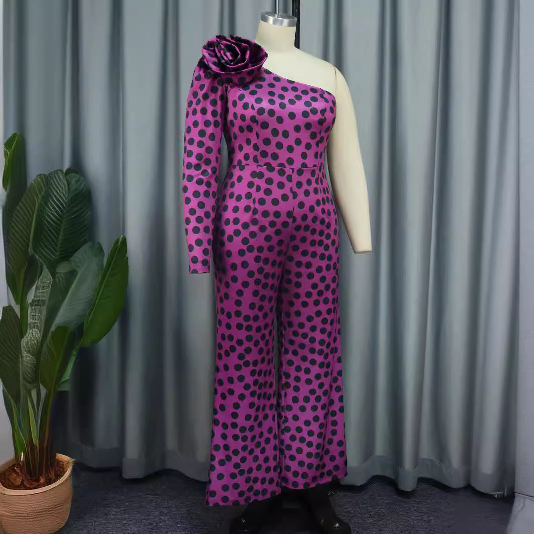 Damen Einseitiger Jumpsuit mit Blumendekor R&B