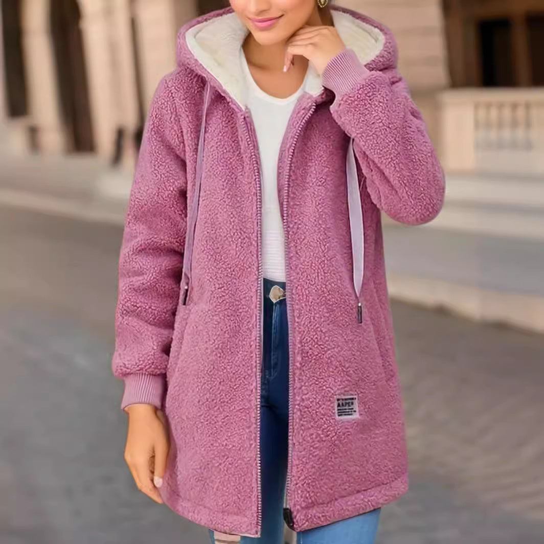 Damen Kuschelige Fleecejacke mit Kapuze und praktischen Taschen R&B
