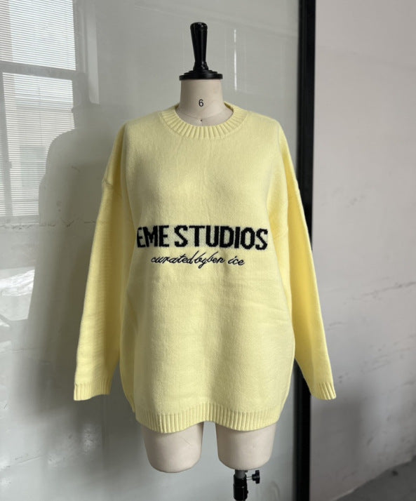 Damen Oversized Pullover mit kreativem Schriftzug R&B