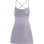 Damen elegant geschnittenes Minikleid mit Raffungen und tiefem Ausschnitt R&B