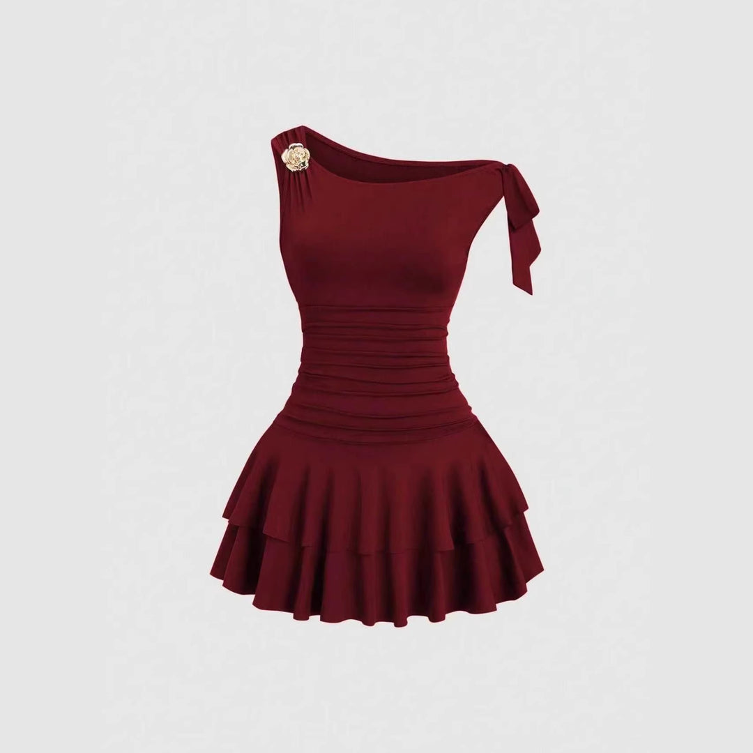 Damen elegantes Wickelkleid mit asymmetrischem Saum und raffiniertem Kordelzug R&B