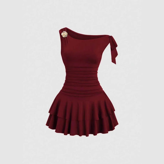 Damen elegantes Wickelkleid mit asymmetrischem Saum und raffiniertem Kordelzug R&B