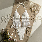 Damen Häkel-Bikini mit Rüschen und eleganter Schnürung R&B