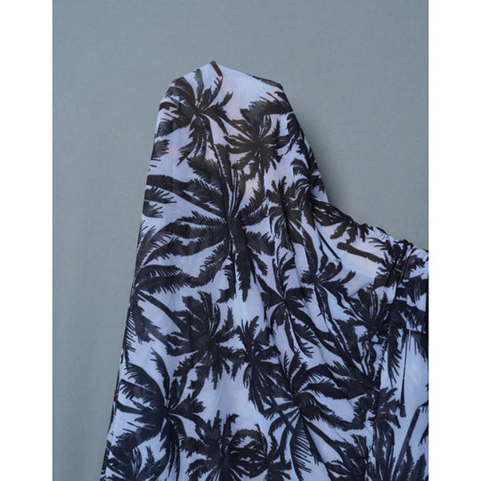 Damen Maxi-Transparentrock mit tropischem Palmenmuster R&B