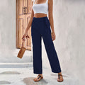 Damen Weitgeschnittene Sommerhose mit elastischem Bund und bindbarem Gürtel R&B