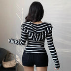 Damen Figurbetontes Langarmshirt mit Reißverschluss R&B