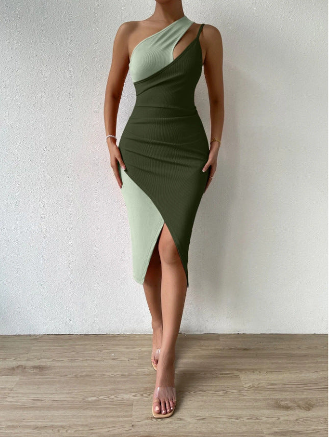 Damen Asymmetrisches Minikleid mit raffiniertem Schnitt und tiefem Schlitz R&B