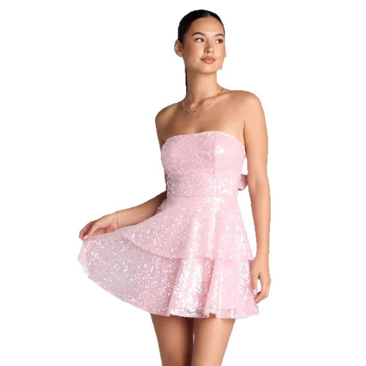 Damen Glamouröses Strass Minikleid R&B