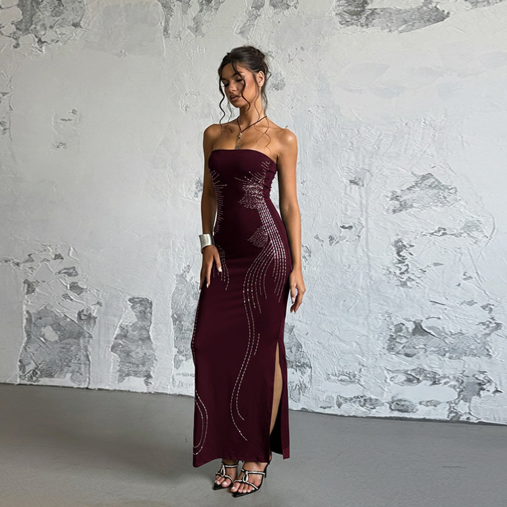 Damen Elegantes Bandeau-Minikleid mit funkelnden Akzenten R&B