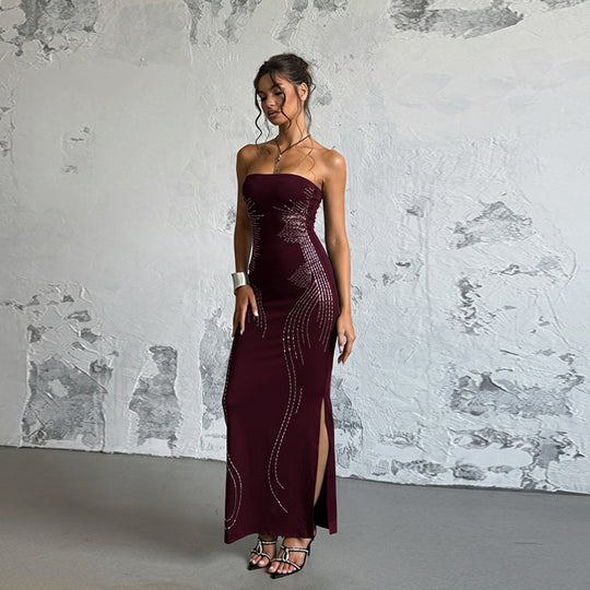 Damen Elegantes Bandeau-Minikleid mit funkelnden Akzenten R&B