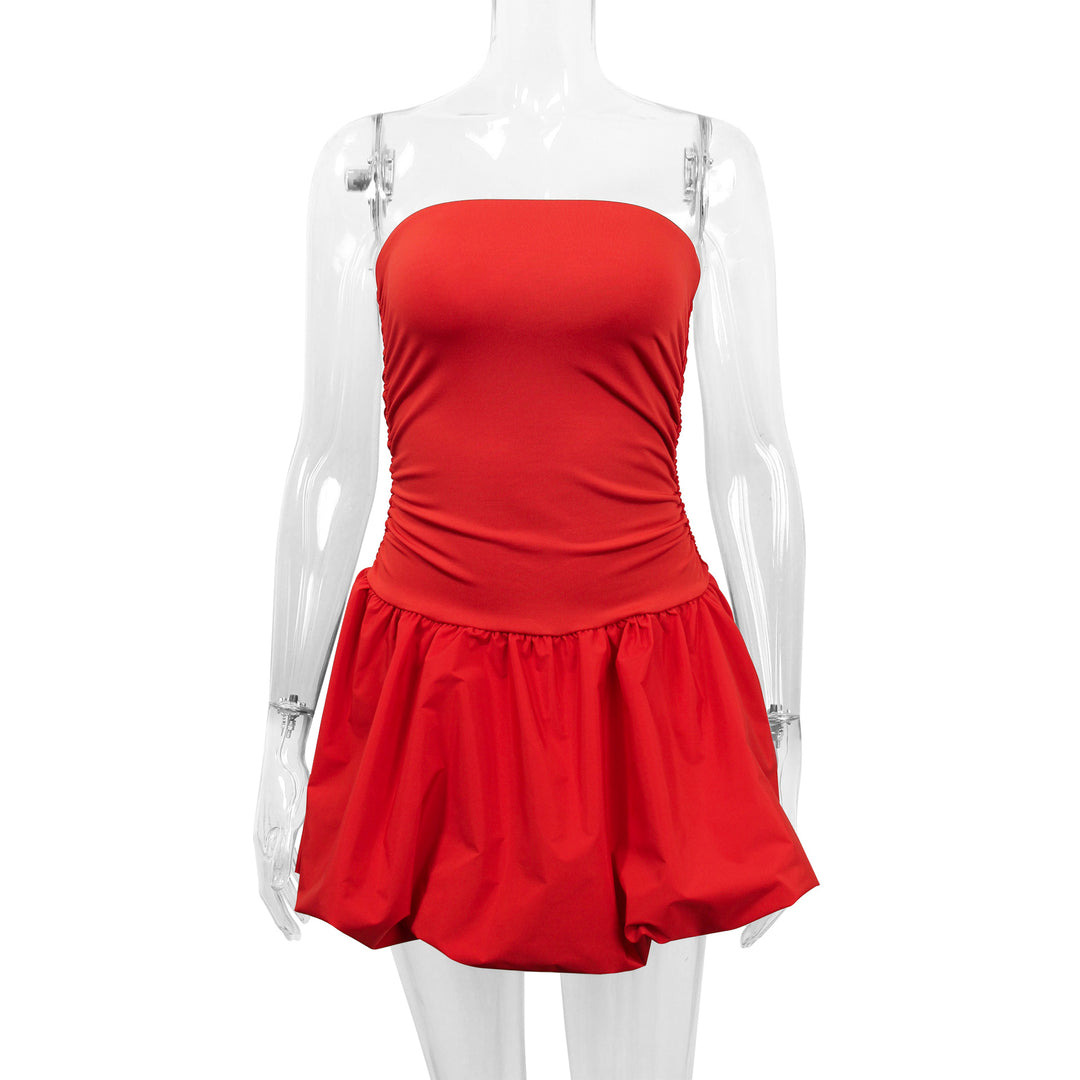 Damen Figurumspielendes Minikleid mit Raffung und voluminösem Rock R&B