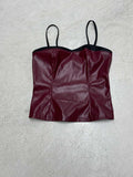 Damen-Crop-Top aus Kunstleder mit raffinierten Trägern R&B