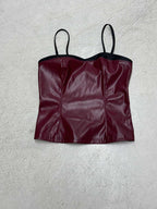 Damen-Crop-Top aus Kunstleder mit raffinierten Trägern R&B