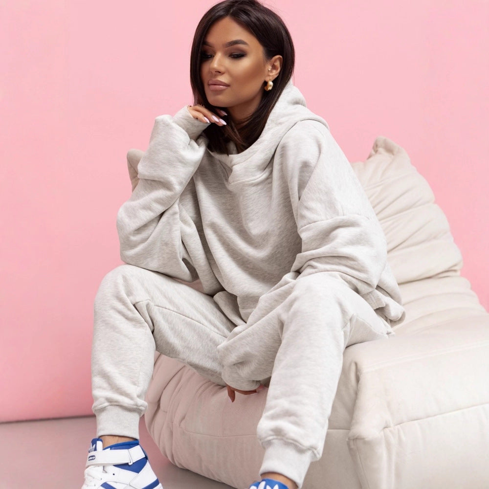Damen lässiger Hoodie mit voluminösen Ärmeln und hohem Kragen R&B